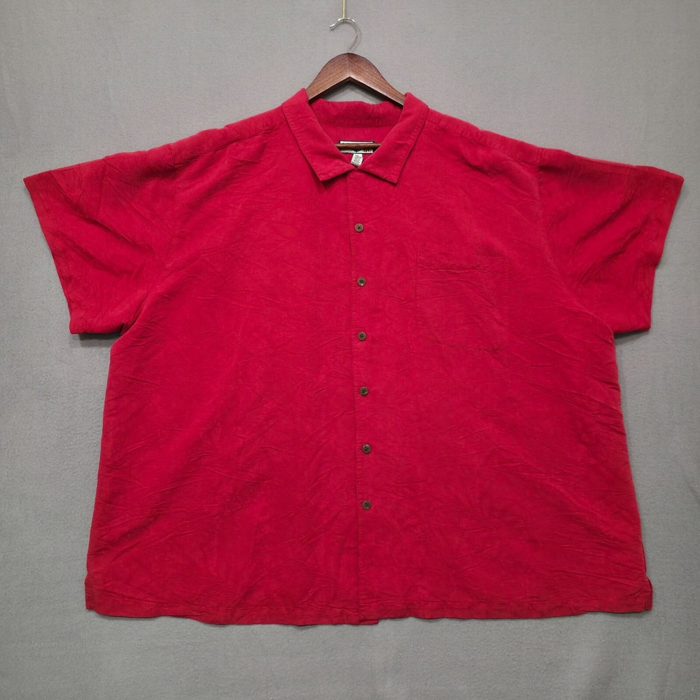 Caribbean Joe Men's Red Short Sleeve Button Up Hawaiian Shirt Size‎ 4XL
